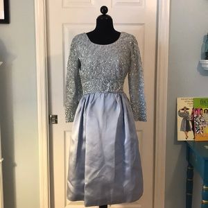 VINTAGE 50s Sequin Periwinkle Formal Dress